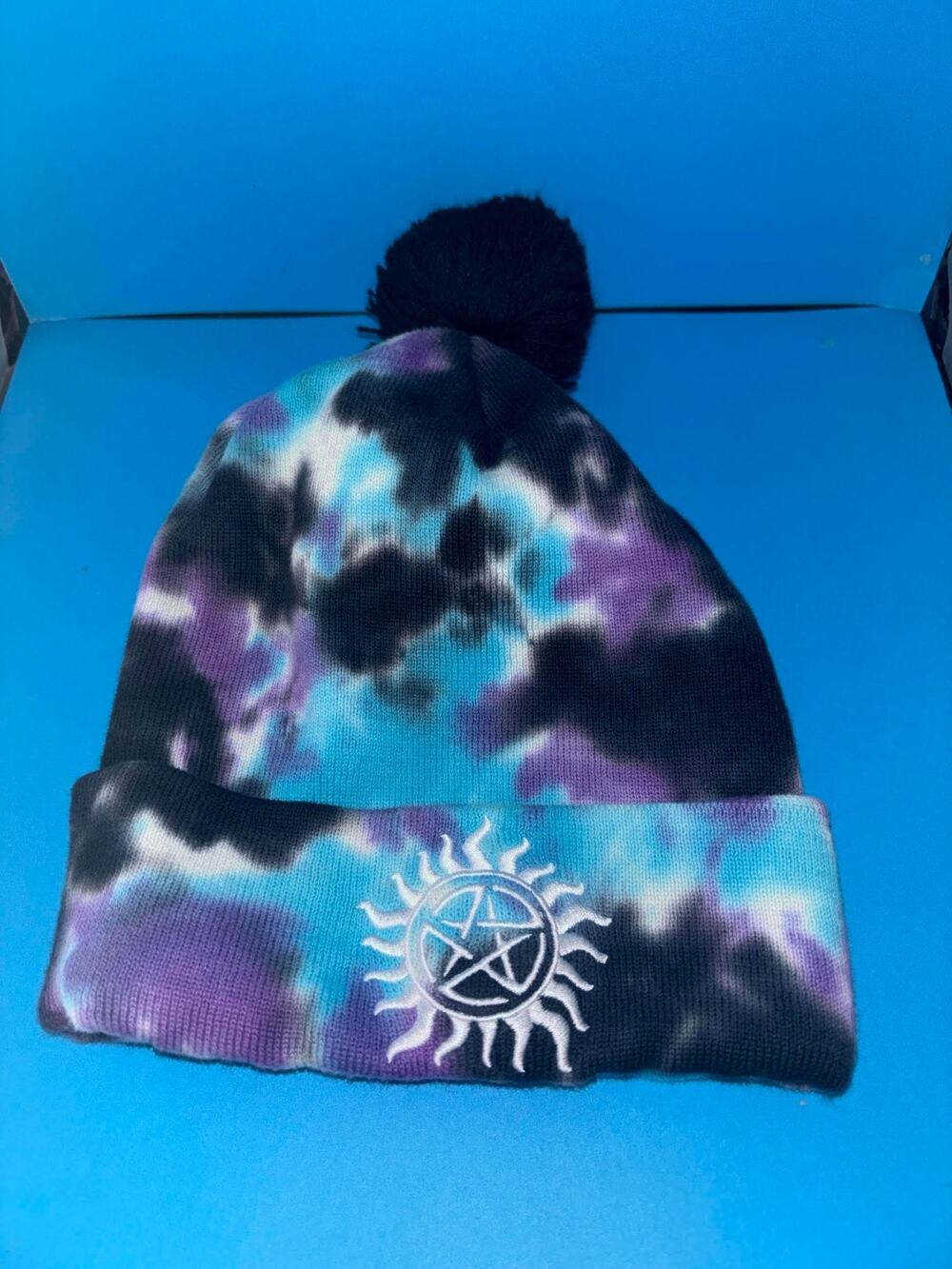 Supernatural Beanie Hat Anti Possession Symbol Tie Dye Pom Watchman Hot Topic